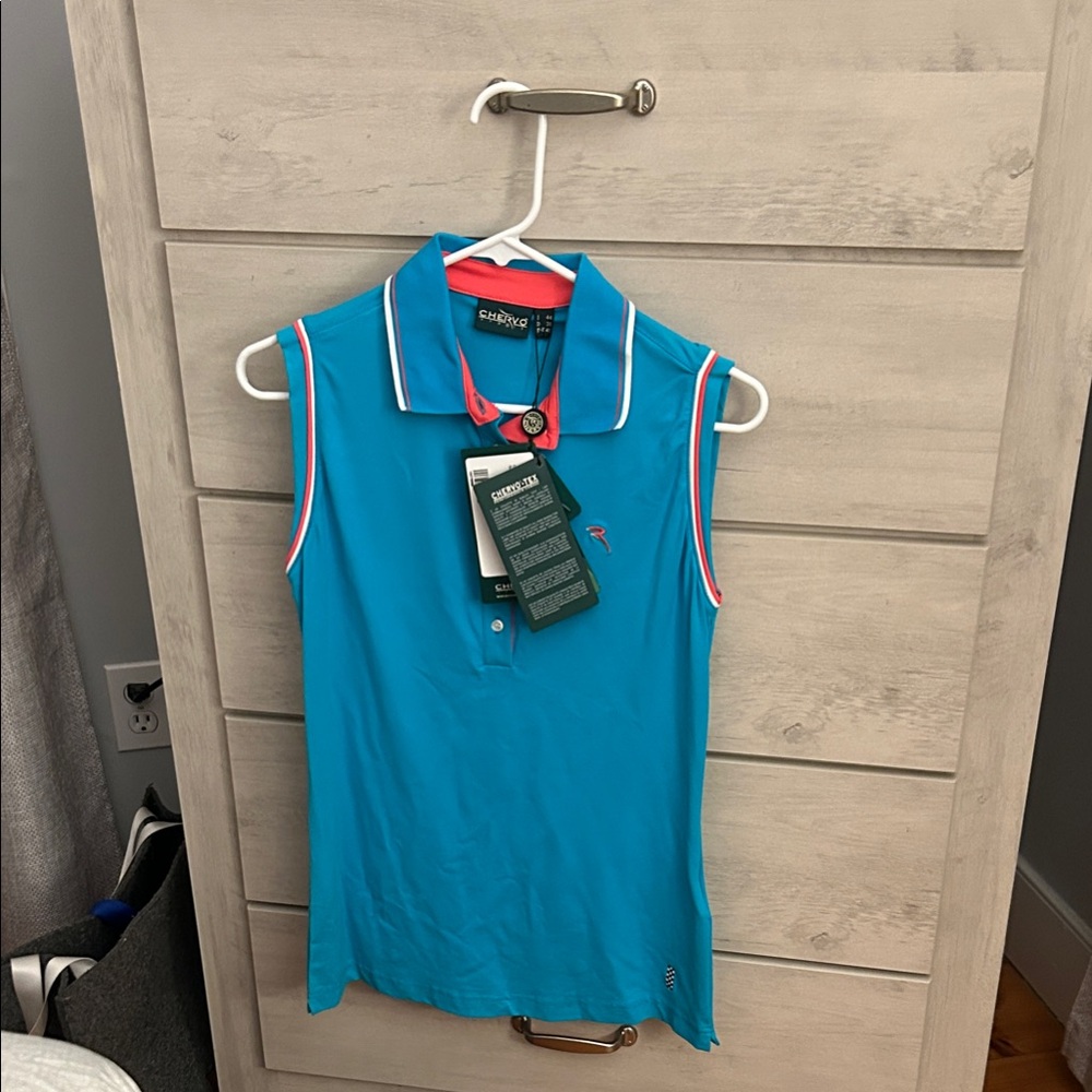 Chervo Sports Polo Turquoise Sleeveless Top